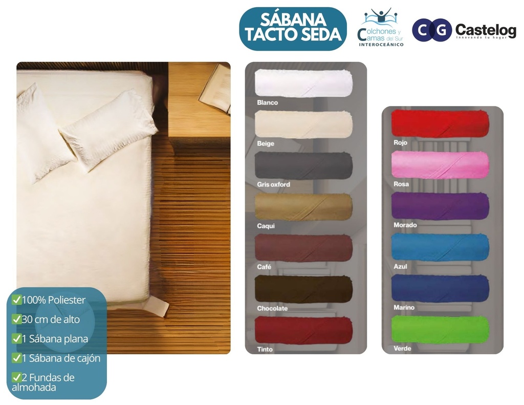 Castelog - Sábana Tacto Seda Kingsize