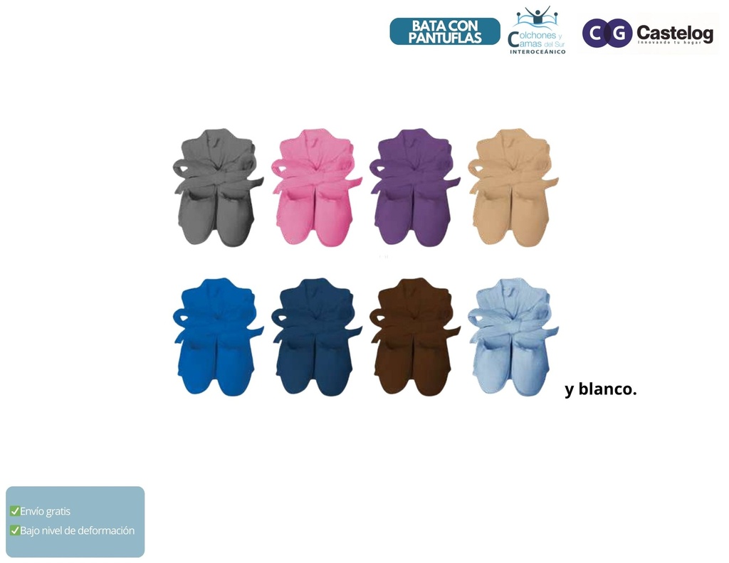 Castelog - Bata de Baño con Pantuflas unitalla
