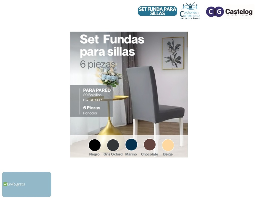Castelog - Set funda para Sillas (6 pzas)