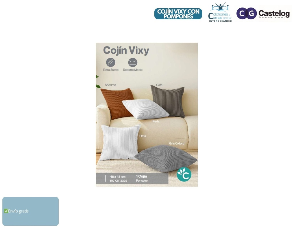 Castelog - Cojín Vixy con pompones