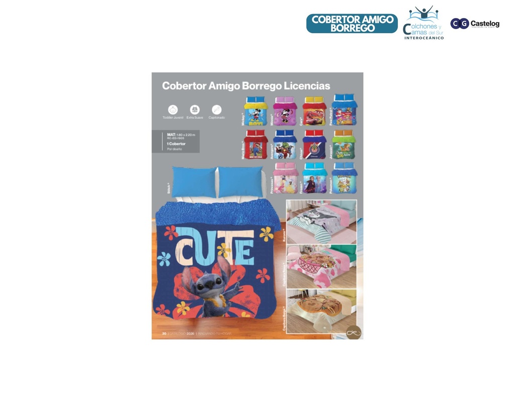 Castelog - Cobertor Amigo Borrego Matrimonial