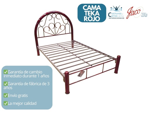 Jaco - Cama Teka Matrimonial Rojo