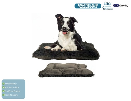 Castelog - Cama Pelo Alto para mascota Mediana